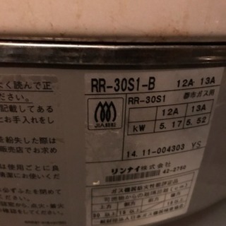 リンナイ 業務用 家庭用 ガス炊飯器 3升 RR-30S1-B