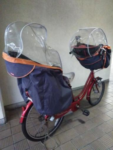 前後子ども乗せ自転車 ママフレ! レッド 3人乗り 26インチ