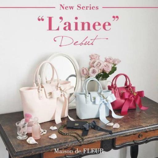 メゾンドフルール レネ リボンハンドルトートSバッグ*Maison de FLEUR L'ainee*ダークピンク