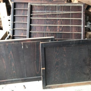 アンティーク 古物 古い食器棚の引戸４枚