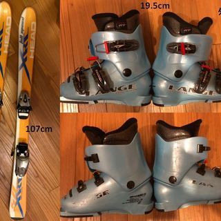 ジュニアスキー107cm、スキー靴19.5cmセット