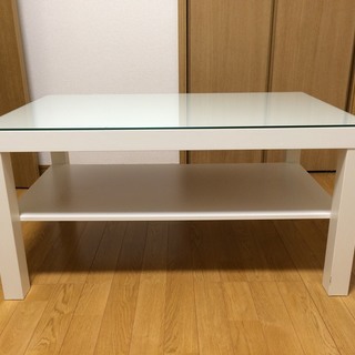 [あげます] IKEA テーブル  (特注ガラス天板つき)