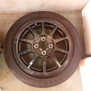 美品 スズキ HA36S アルトワークス純正アルミホイール 15インチ 5J ＋45 ブリジストン ポテンザ 165/55 16年製 4本セット