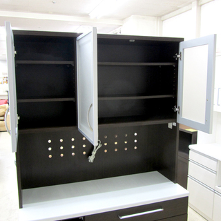 宮の沢店 レンジボード 家電ボード 食器棚 ダークブラウン セパレート 幅120cm