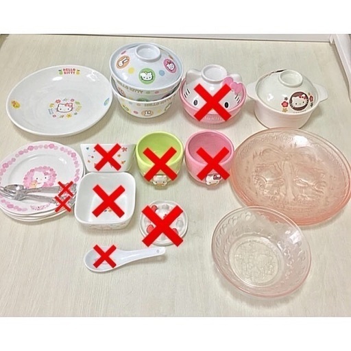 値下げ！ハローキティ 食器セット お皿 土鍋 どんぶり鉢 コップばら売り可☆
