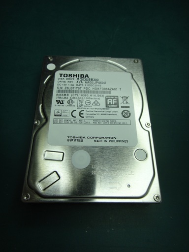 2.5インチHDD 3TB USB3.0接続 東芝MQ03UBB300 中古です