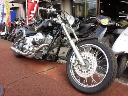 NO.2319 ドラッグスター４００ (DRAGSTAR) ロングフォーク　２ｉｎ１スラッシュカットマフラー　☆彡