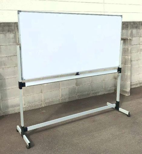 ホワイトボード 187×56×高さ177cm 1点 中央で折り返しができ便利です♪ ※訳あり※ JM1580)【取りに来られる方限定】