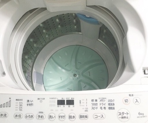 《10/24〜25に引き取り希望》東芝 全自動洗濯機 6kg AW-6D3M  美品 保証付