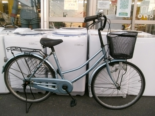 札幌 ママチャリ 24インチ カゴ付き 荷台付き 切替なし 自転車 シティーサイクル シティサイクル ブルー メタリック