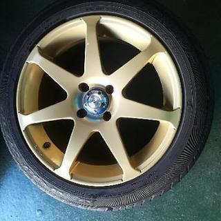 16インチ レイズ ベルサス VERSUS ゴールド 16X7.0JJ PCD 100 4H +25 +35 175/60R16 ダンロップSPSPORT playz ブリジストン 綺麗



