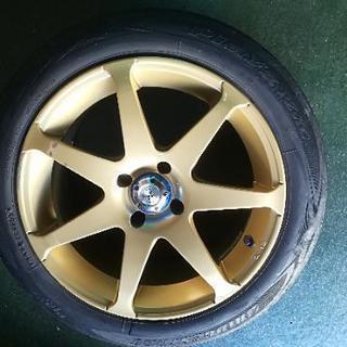 16インチ レイズ ベルサス VERSUS ゴールド 16X7.0JJ PCD 100 4H +25 +35 175/60R16 ダンロップSPSPORT playz ブリジストン 綺麗



