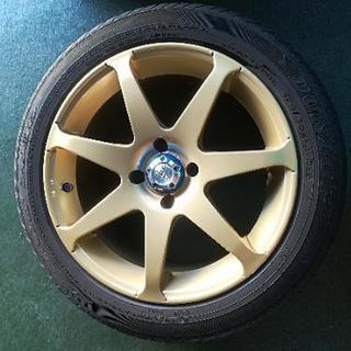 16インチ レイズ ベルサス VERSUS ゴールド 16X7.0JJ PCD 100 4H +25 +35 175/60R16 ダンロップSPSPORT playz ブリジストン 綺麗



