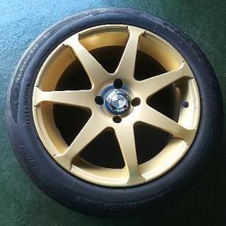 16インチ レイズ ベルサス VERSUS ゴールド 16X7.0JJ PCD 100 4H +25 +35 175/60R16 ダンロップSPSPORT playz ブリジストン 綺麗



