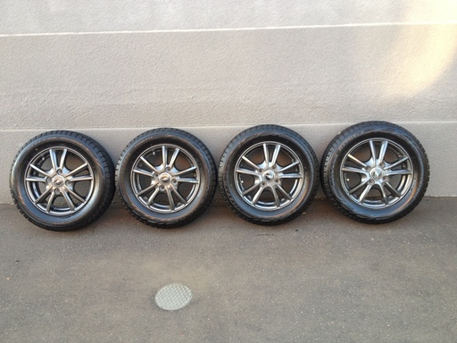 グランドセール ブリザック スタッドレス 155/65R13 2016・2014年製 REVO GZ アルミホイール付 4本セット PCD 100 4J オフ+42 4穴 タイヤ、ホイール