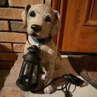 番犬にも！ 照明機能付き 犬の置物