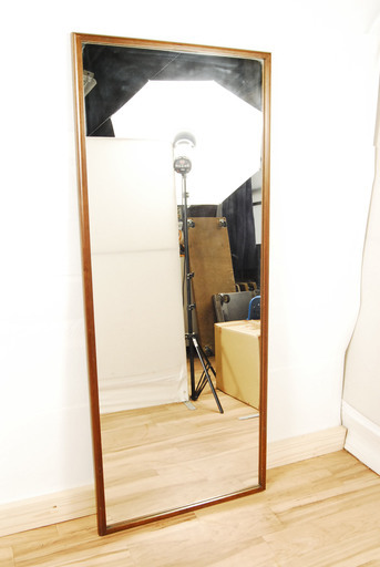7023　無垢楢材 オーク材使用　木製フレーム　鏡　姿見　立て掛け　全身鏡　ミラー　高さ156ｃｍ　アントレ