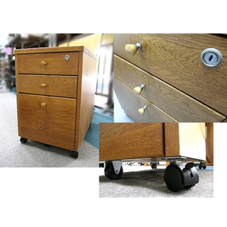 札幌 美品 入手困難品【コスガ ワークショップデスク3点セット】ナラ材 分解＆組立て可能 多目的デスク デスク+チェア+ワゴン 事務机 学習机 本郷通店