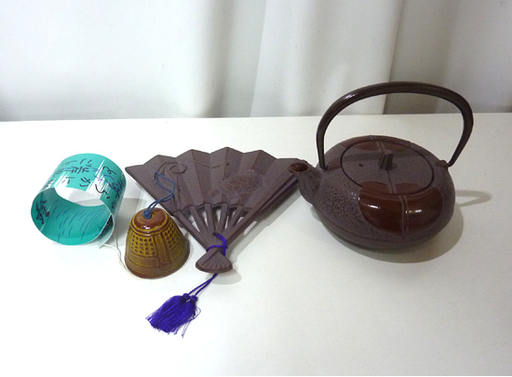 未使用 南部鉄器 急須 茶道具 岩鋳 柿葉紋鉄瓶 鉄瓶敷き 風鈴付き 札幌市 白石区 東札幌