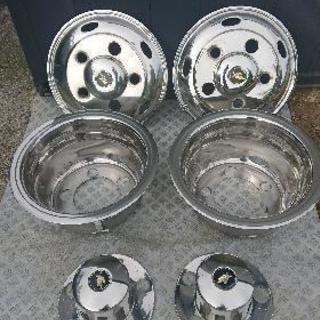 三菱ふそう NEWキャンター ジェネレーションキャンター 15インチ チューブレス 5穴 15×5.0K-115 38mm ホイールライナー ナット キャップ ステンレス ホイールライナー ホイールカバー 16インチ 5穴 前後4枚セット 16K 三菱 キャンター G0003S