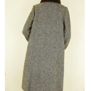 USED コジャーナ Cojana♪ツイード ブルーフォックスファーコート ブラウン M 9号★切手商品券可