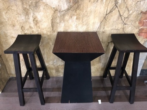 アンティーク スタンディングテーブル 椅子2脚セット