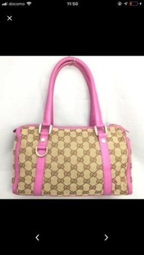 美品！GUCCI グッチ GGキャンバス ピンクレザー  ミニバッグ ワンショルダー
