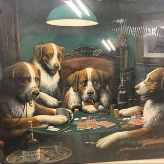 絵画　　ポーカーをする犬　アートパネル　ファブリックパネル