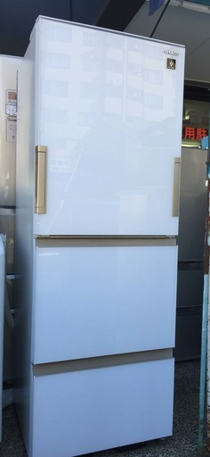 超美品！SHARP　両面開きドア☆3ドア冷蔵庫356L　2018年製　SJ-GH36D-W　自動製氷機能付き