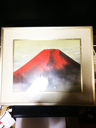 赤富士の絵（額付き）（現状品）