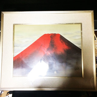 赤富士の絵（額付き）（現状品）