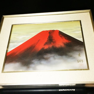 赤富士の絵（額付き）（現状品）