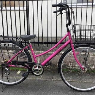 ★27インチ・シマノ6段変速・LEDライト・自転車・ピンク