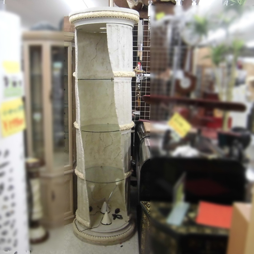 ▶支柱型ショーケース 特注1点品 3段 ガラス棚 アンティーク風 ペイペイ対応 札幌市西区西野