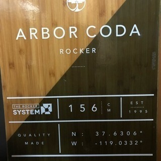 スノーボード Arbor Coda 156cm Rocker