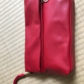 [新品]革製ショルダーバック 赤色