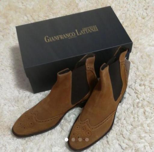 [新品]GIANFRANCO  LATTANZI　\nスエードレザーサイドコアウィングチップブーツ