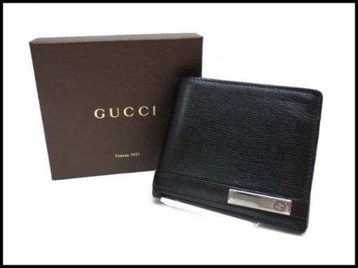 GUCCI グッチ レザー メンズ 二つ折り財布 233102 黒 折りたたみ
