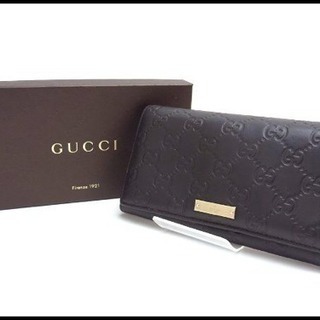 GUCCI グッチ グッチシマ 二つ折り フラップ 長財布 244946 濃茶 男女