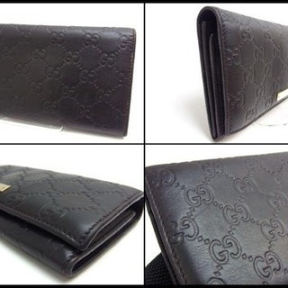 GUCCI グッチ グッチシマ 二つ折り フラップ 長財布 244946 濃茶 男女