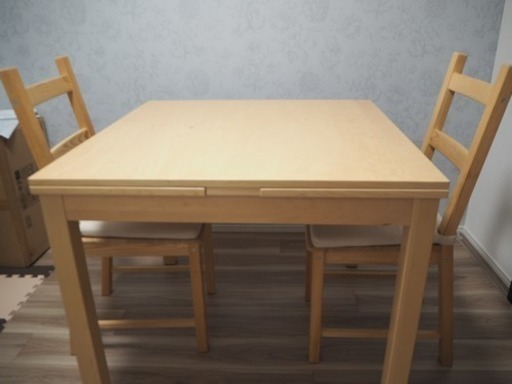 IKEA 伸縮 ダイニングテーブル＋椅子2脚