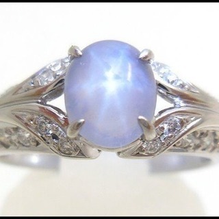 Pt900 プラチナ スターサファイヤ 1.54ct デザインリング ♯13 磨き済