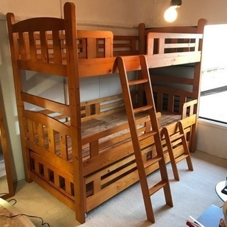 木製3段ベッド親子ベッド