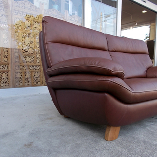 ◆定価30万 現行品◆karimoku/カリモク◆本革/ブラウン/茶◆2人掛/2P/2シーター/ロング/ワイド/ハイバック◆