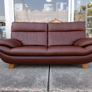 ◆定価30万 現行品◆karimoku/カリモク◆本革/ブラウン/茶◆2人掛/2P/2シーター/ロング/ワイド/ハイバック◆