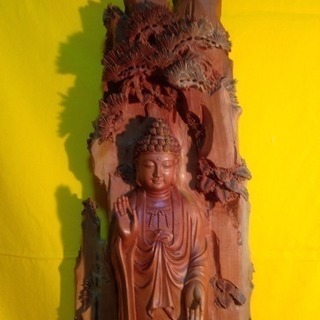 香木仏像 最高級白檀 お釈迦如来立像 一木彫り仏像 インド産香木白檀