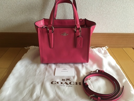 コーチ COACH ローズピンク　2Wayレザーハンドバック ・ショルダーバック　ほぼ新品