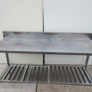 厨房 ステンレス作業台 ガス置き台 W180H68D60 中古 台車付引き出し有り 調理台