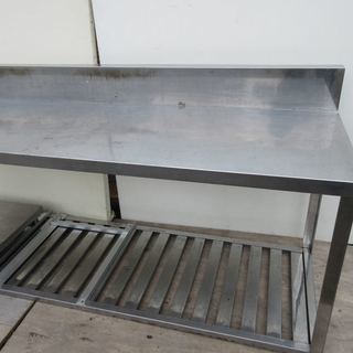 厨房 ステンレス作業台 ガス置き台 W180H68D60 中古 台車付引き出し有り 調理台