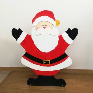 サンタの絵の看板 木製ボード クリスマス行事や店頭ディスプレイに...
